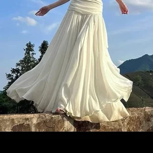 Nibber Elegant Maxi Dress Women Summer Off-shoulder Sleeveless Cut Out Beach Long Indie Folk Temperament For Vacation Vestidos